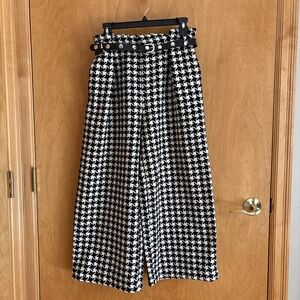 LILI SIDONIO Molly Bracken Houndstooth Plaid‎ WIDE LEG Trouser Pant Pleated M